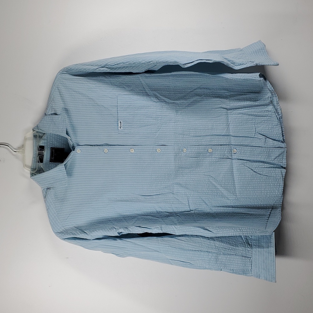 Faconnable Cotton Blue White Striped Button Down Blouse L